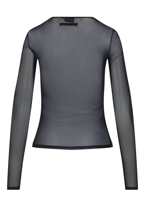 top mesh long sleeves sequin embroidery donna nero JEAN PAUL GAULTIER | 25/03-W-TO339-M00100